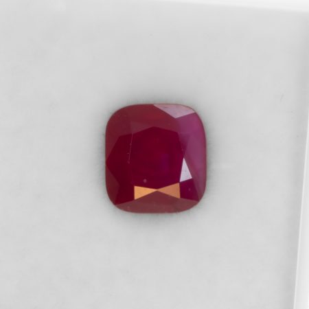 FRONT VIEW 2.03 CT NATURAL UNHEATED RUBY - CUSHION CUT