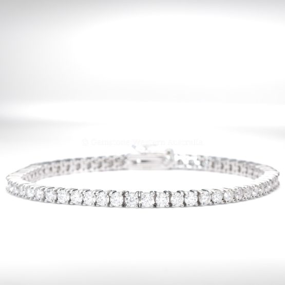 front view of Silver Moissanite Tennis Bracelet in 925 Sterling Silver