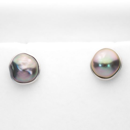 front view of Tahitian Pearl Stud Earrings in 18K White Gold - 1982872