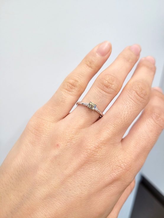 view on hand of Platinum Alexandrite Ring with Diamond Accents - 1982842